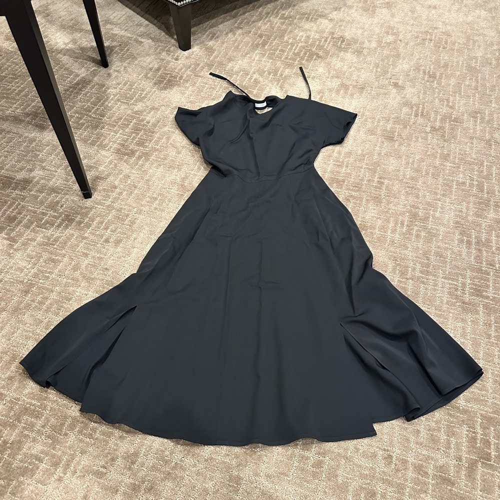 Tome NYC Black Midi A Line Open Back Dress